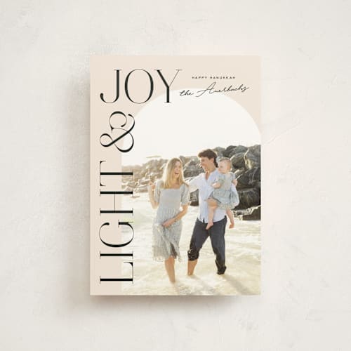 This is a creme hanukkah cards with standard by Annie Clark called jubilant arch printing on signature in postcard