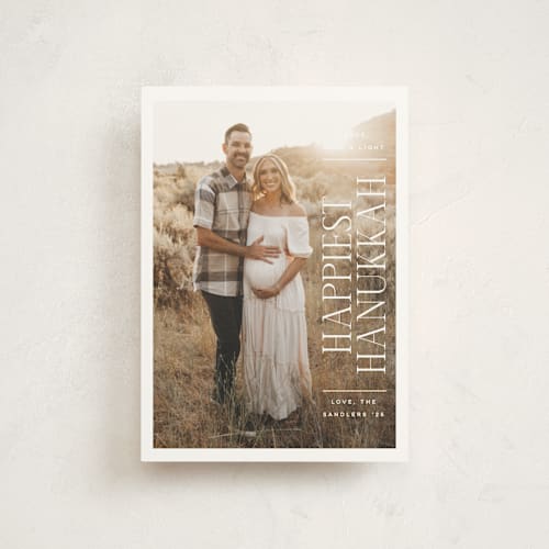 This is a tallit hanukkah cards with standard by Ana de Sousa called modern minimalist haukkah printing on signature in postcard