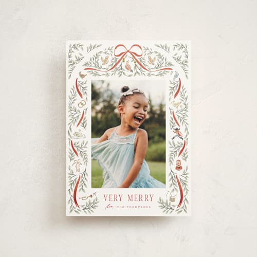 This is a santa suit petite holiday cards with standard by Leah Bisch called twelve days printing on signature in petite