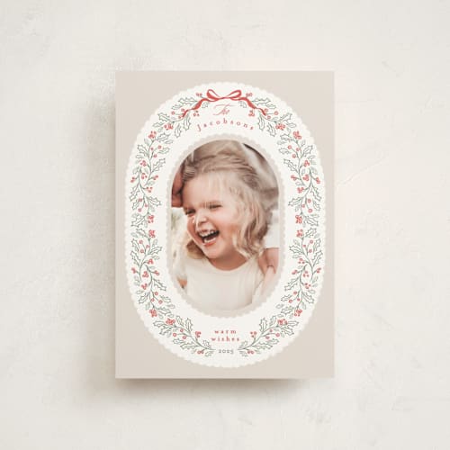 This is a dove petite holiday cards with standard by Karidy Walker called chantilly printing on signature in petite