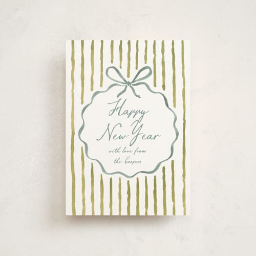 This is a cedar petite holiday cards with standard by Leia Matt called homestead charm printing on signature in petite