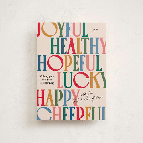 This is a gumdrop petite holiday cards with standard by Owl and Toad called colorful characters printing on signature in petite