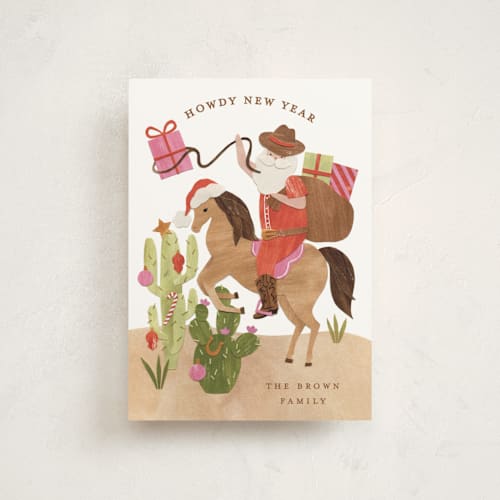 This is a candy cane petite holiday cards with standard by Sarah Knight called howdy holidays y'all printing on signature in petite