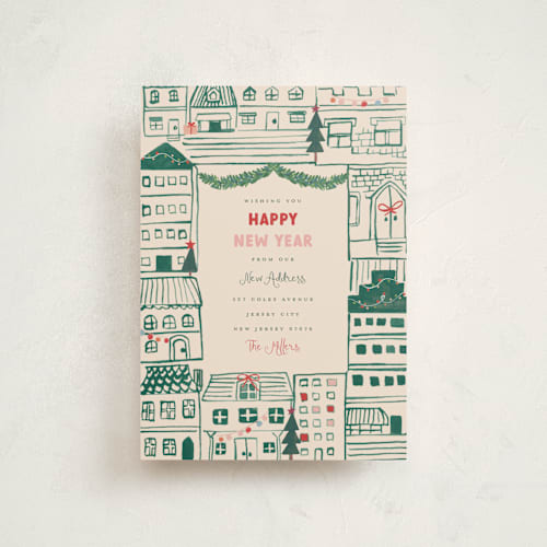 This is a elf shoes petite holiday cards with standard by Teju Reval called festive home printing on signature in petite