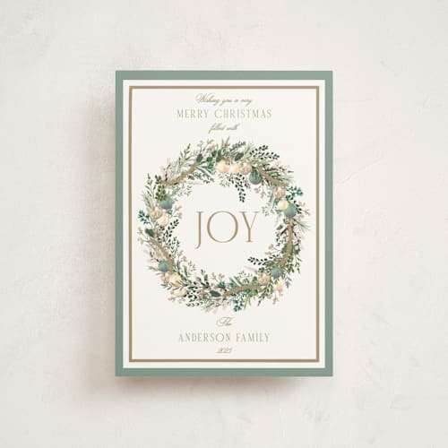 This is a wintermint petite holiday cards with standard by Susan Moyal called peace, love & hope printing on signature in petite