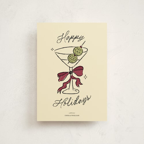 This is a holly berry petite holiday cards with standard by Helena Vitto called cin cin! printing on signature in petite