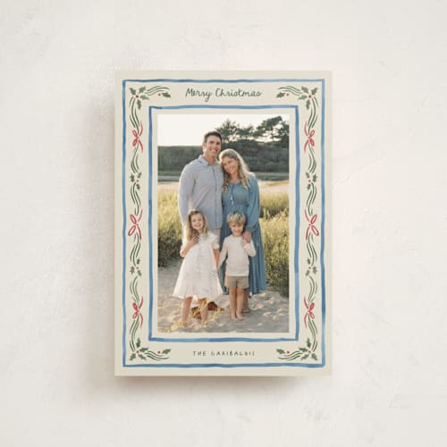 This is a porcelain petite holiday cards with standard by Chris Griffith called holiday gingham printing on signature in petite