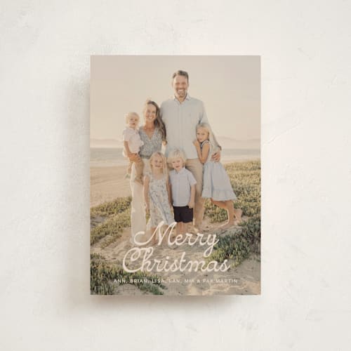 This is a sand petite holiday cards with standard by Ani Somi called beach town printing on signature in petite