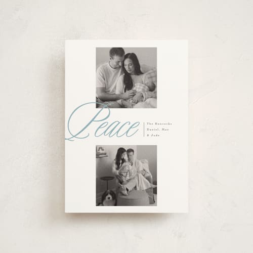 This is a celestial petite holiday cards with standard by Susan Zinader called quiet overlap printing on signature in petite