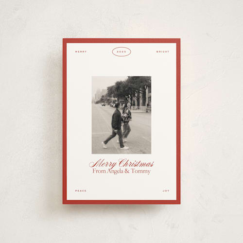 This is a candy cane petite holiday cards with standard by Ellen Schlegelmilch called newsie printing on signature in petite