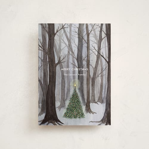 This is a winter petite holiday cards with standard by Karina Racz called silent night woods printing on signature in petite