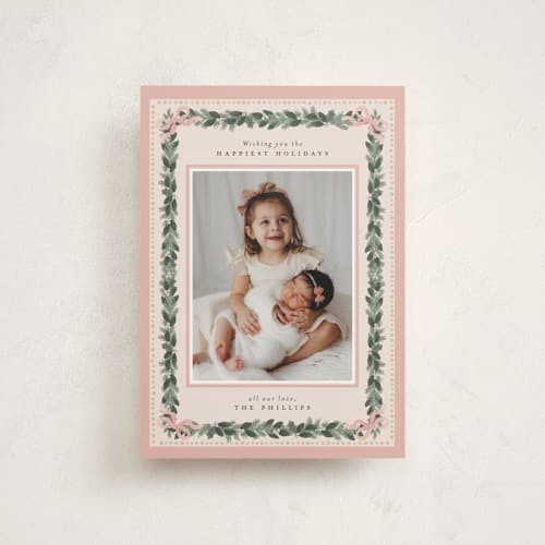 This is a blush petite holiday cards with standard by Itsy Belle Studio called sugarpine printing on signature in petite