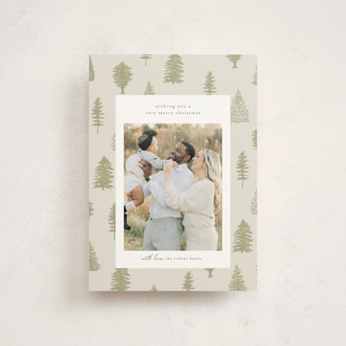 This is a greenery christmas postcards with standard by Heather Cairl called all evergreen printing on signature in postcard