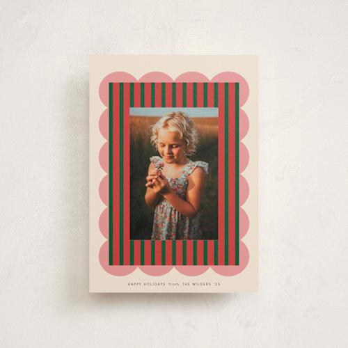 This is a holly christmas postcards with standard by Morgan Kendall called layered frame printing on signature in postcard