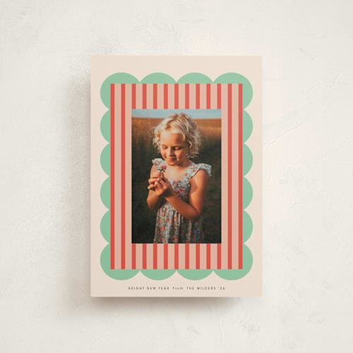 This is a mint chip christmas postcards with standard by Morgan Kendall called layered frame printing on signature in postcard