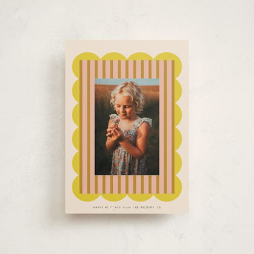 This is a bell christmas postcards with standard by Morgan Kendall called layered frame printing on signature in postcard