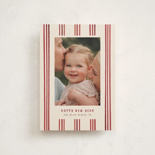 This is a berry christmas postcards with standard by Christy Hy Lee called painted lines printing on signature in postcard