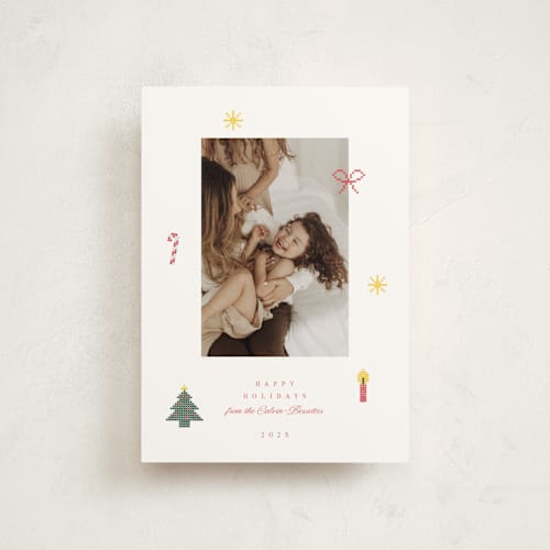 This is a snow christmas postcards with standard by Claire called cross stitch christmas printing on signature in postcard