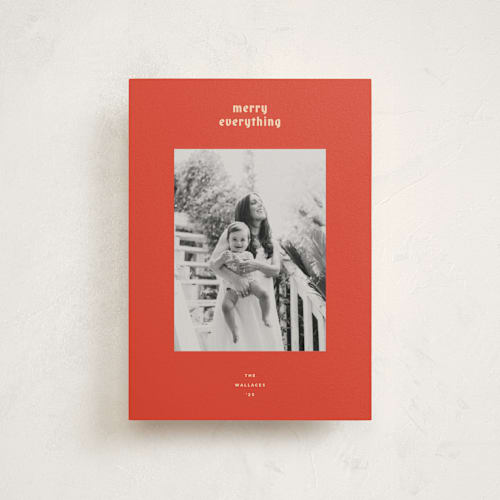This is a persimmon christmas postcards with standard by Carrie Moradi called hued mat printing on signature in postcard