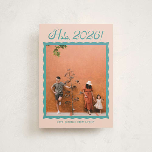 This is a deep sea christmas postcards with standard by Megan Davis called saltillo printing on signature in postcard