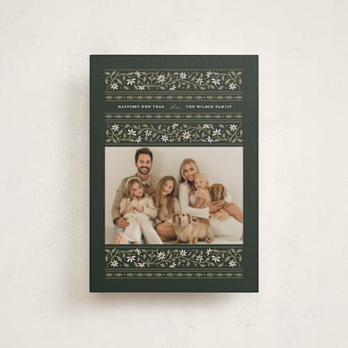 This is a evergreen christmas postcards with standard by Erin L. Wilson called fair isle printing on signature in postcard