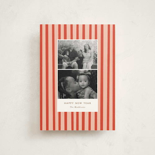 This is a candy cane christmas postcards with standard by Bethan called striped snaps printing on signature in postcard