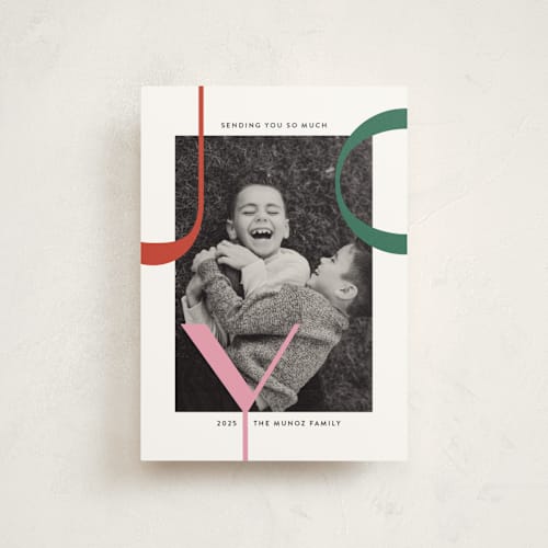This is a holly christmas postcards with standard by Annie Holmquist called big joy printing on signature in postcard