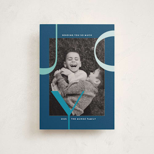 This is a midnight christmas postcards with standard by Annie Holmquist called big joy printing on signature in postcard