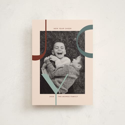 This is a cream christmas postcards with standard by Annie Holmquist called big joy printing on signature in postcard