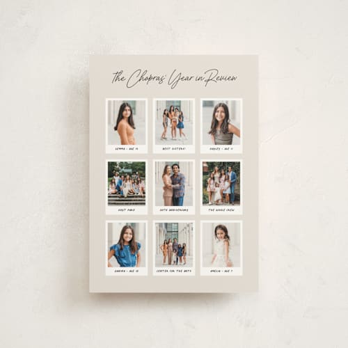 This is a latte christmas postcards with standard by Hooray Creative called year in review printing on signature in postcard