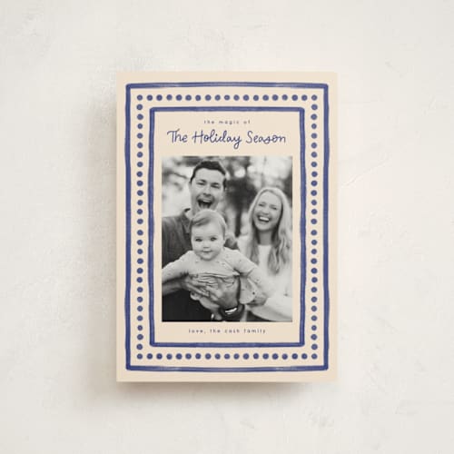 This is a azure christmas postcards with standard by Megan Cash called textiles printing on signature in postcard