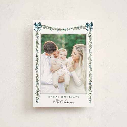 This is a winter berry christmas postcards with standard by Susan Moyal called holly & bows printing on signature in postcard