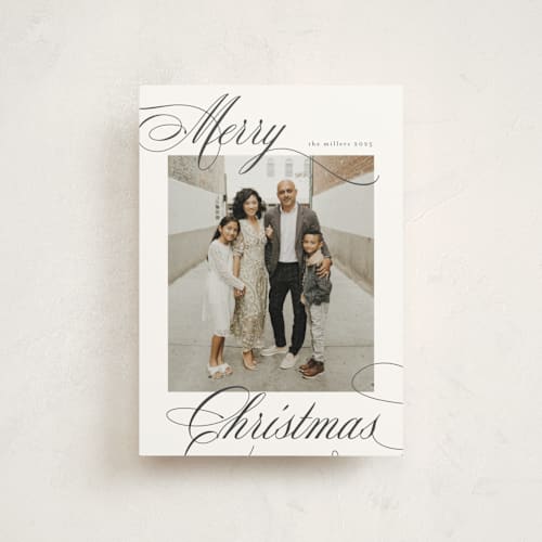 This is a ink christmas postcards with standard by Nicole Walsh called merry script printing on signature in postcard