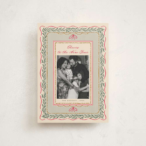 This is a wreath christmas postcards with standard by Leia Matt called rustic romance printing on signature in postcard
