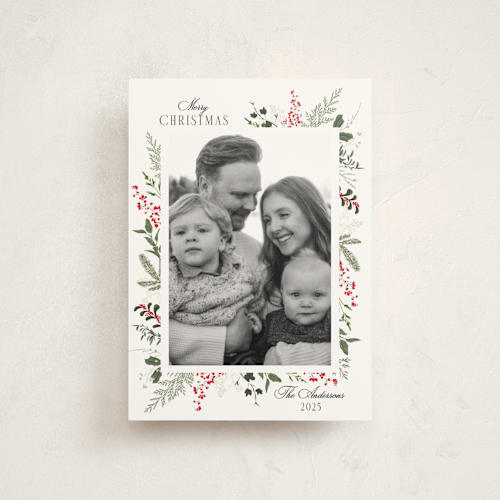 This is a candy cane christmas postcards with standard by Susan Moyal called always merry printing on signature in postcard
