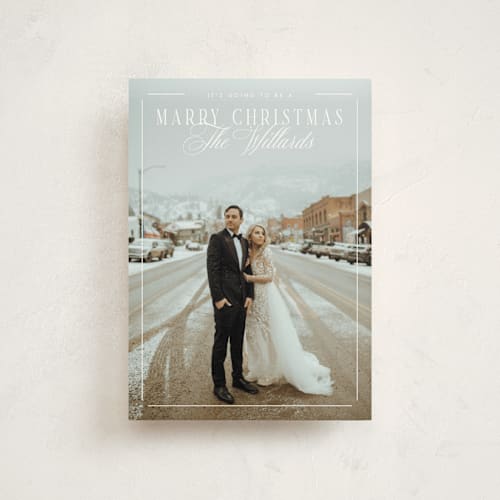 This is a snowmelt christmas postcards with standard by Keen Peachy called marry christmas printing on signature in postcard