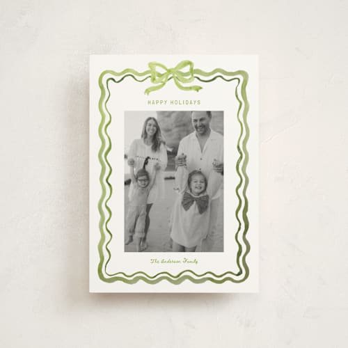 This is a sage christmas postcards with standard by Cass Loh called watercolor ribbon frame printing on signature in postcard