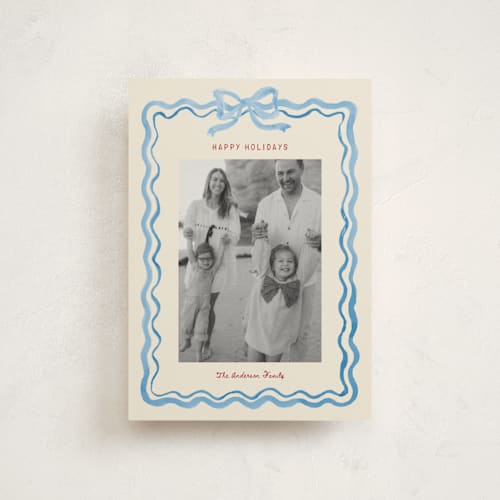 This is a bluebell christmas postcards with standard by Cass Loh called watercolor ribbon frame printing on signature in postcard