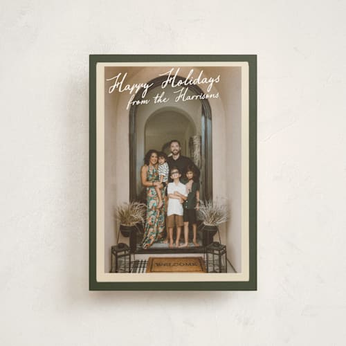 This is a forest christmas postcards with standard by Maja Cunningham called vintage photo card printing on signature in postcard