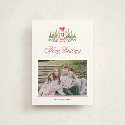 This is a wreath christmas postcards with standard by Petra Kern called crestendo printing on signature in postcard