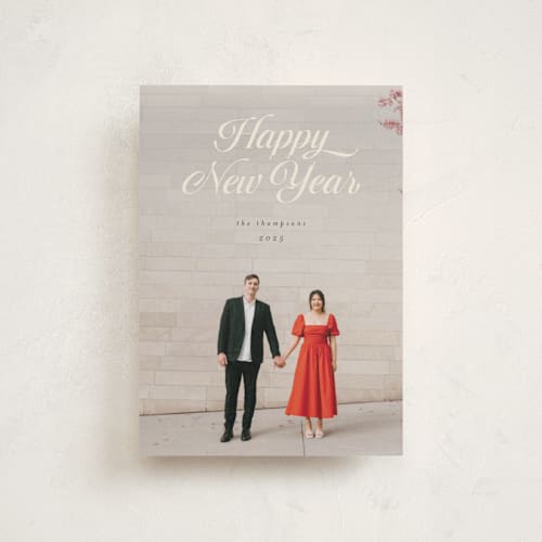 This is a champagne christmas postcards with standard by Morgan Kendall called ribbon printing on signature in postcard