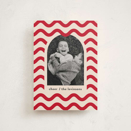 This is a candy cane christmas postcards with standard by Iveta Angelova called joyful waves printing on signature in postcard