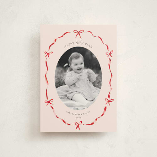 This is a candy cane christmas postcards with standard by Paula Pecevich called little bows & ribbon printing on signature in postcard