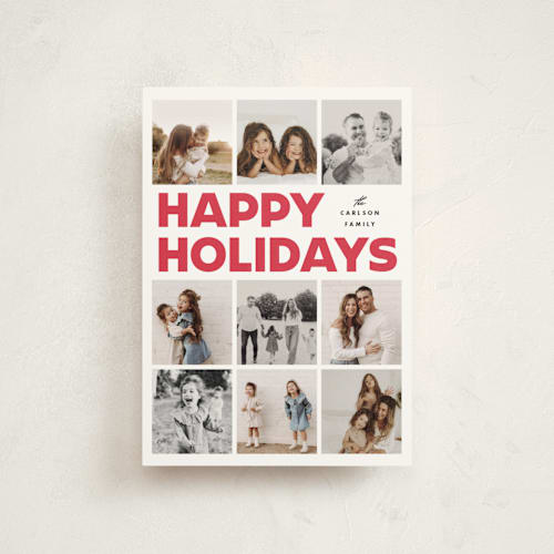 This is a snow christmas postcards with standard by Maria Alou called memory squares printing on signature in postcard