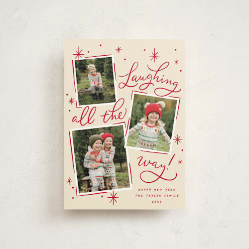 This is a rudolph’s nose christmas postcards with standard by Erin German called laughing all the way printing on signature in postcard