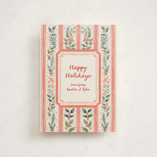 This is a cherry christmas postcards with standard by Elly called festive stripes printing on signature in postcard