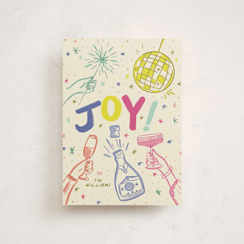 This is a champagne christmas postcards with standard by Jenna Holcomb called nye printing on signature in postcard