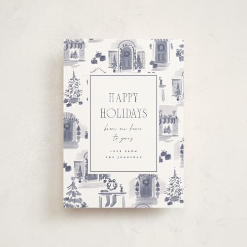 This is a wintersky christmas postcards with standard by Rebecca Durflinger called holiday home toile printing on signature in postcard