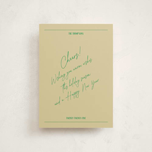 This is a jade christmas postcards with standard by Jen Ramsey called holiday note printing on signature in postcard