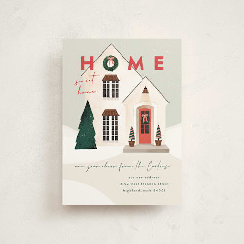 This is a morning mist christmas postcards with standard by Julie Murray called new place printing on signature in postcard